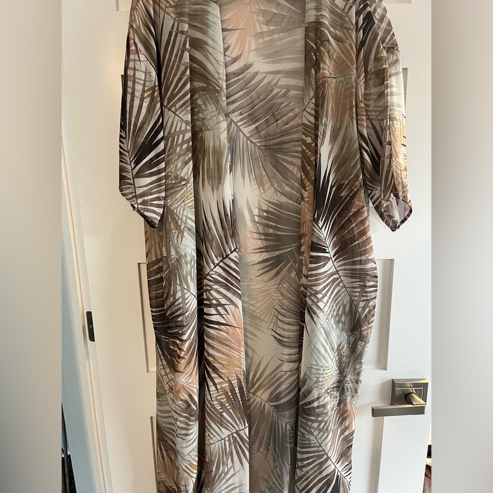 H&M Leaf Print Kimono - Brown and Cream